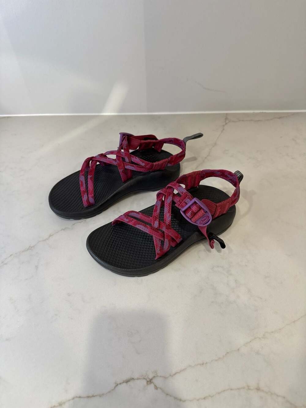Chaco ZX/1 Cloud Double Strap Sandals Pink Purple Pattern youth size 2